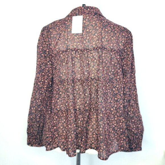 Banana Republic Cotton Flower Print Button Down Shirt Blouse Women Size L - Picture 2 of 10